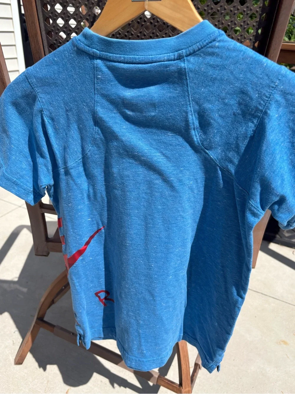 Kids Boys Nike Blue Short-Sleeve Tee with Red Graphic-Size M